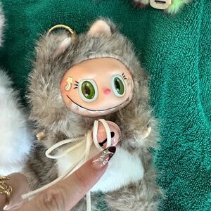 Custom Labubu / Cute Furry Keychain with Green Eyes